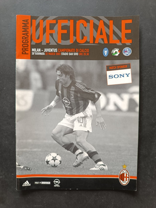 programma Ufficiale MILAN JUVENTUS 22 marzo 2003