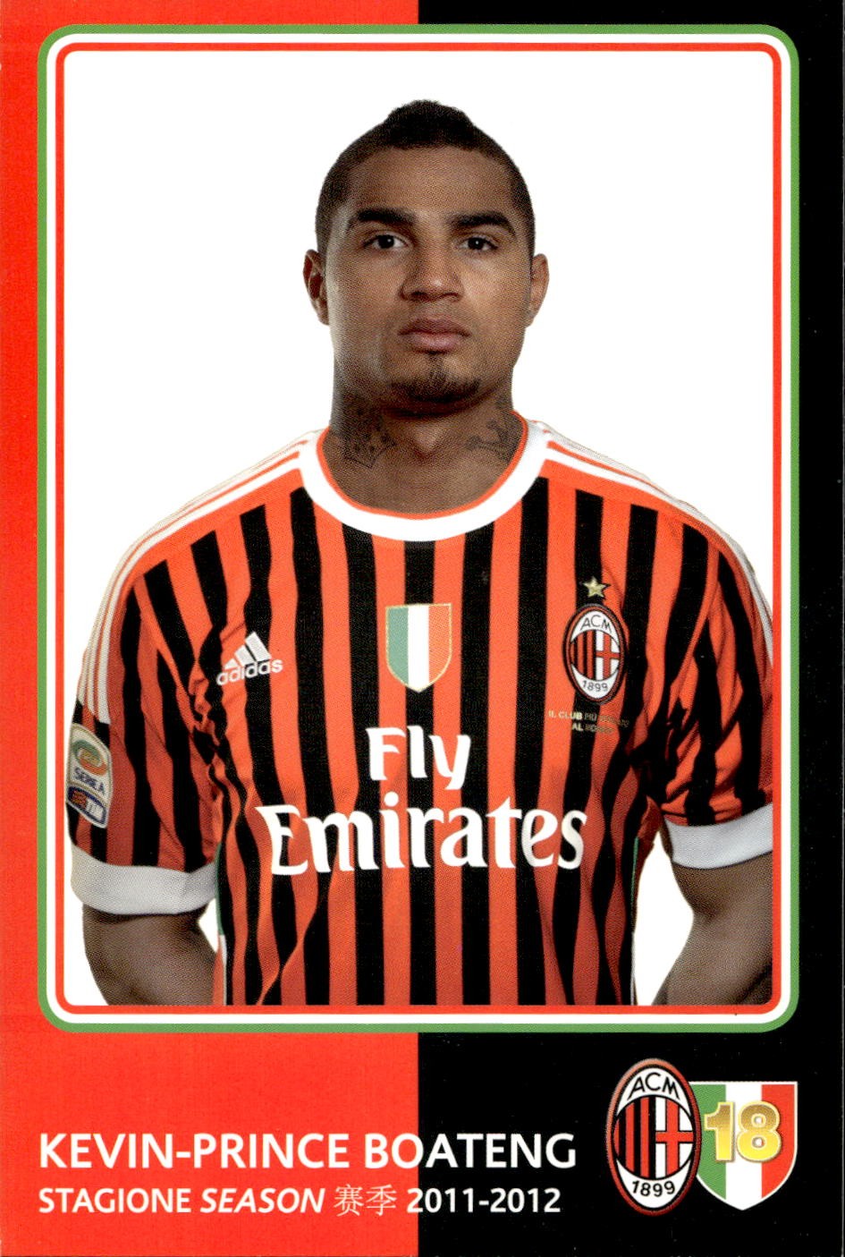 cartolina postcard Calcio Milan 2011-12 - Boateng