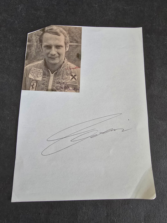 Autografo autograph originale su foglietto Niki Lauda automobilismo