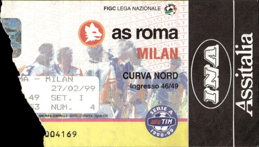 biglietto stadio AS ROMA-MILAN 1998/99
