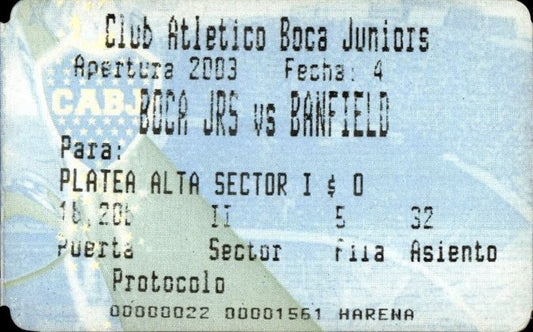 biglietto stadio BOCA JRS VS BANFIELD 55411