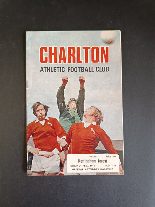 programma calcio Charlton Athletic vs Nottingham U.1976