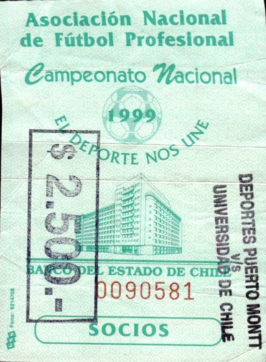 biglietto stadio DEPORTES PUERTO MONTT V/S UIVERSIDAD DE CHILE