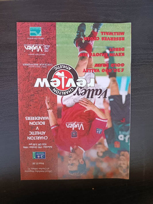 programma calcio Charlton Athetlic V Bolton Wanderers 19th 1996