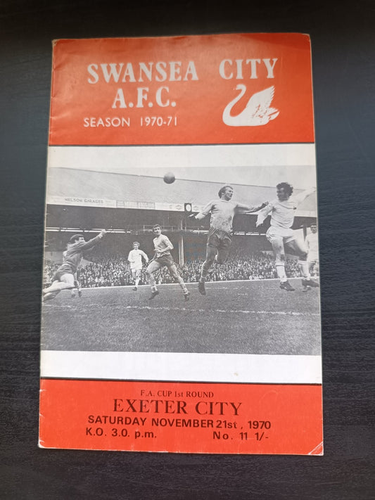 programma calcio Swansea City V Exeter City 21st 1970