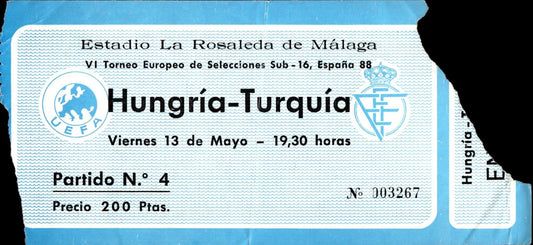 biglietto stadio HUNGRIA-TURQUIA 13 MAGGIO