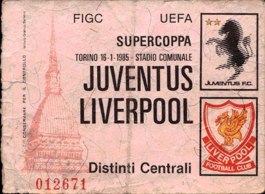 Biglietto stadio Juventus-Liverpool 16/01/1985 Stadio Comunale Uefa