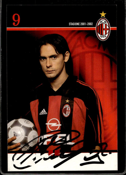 cartolina postcard Calcio Milan con Autografo 2001/02  - Filippo Inzaghi (6
