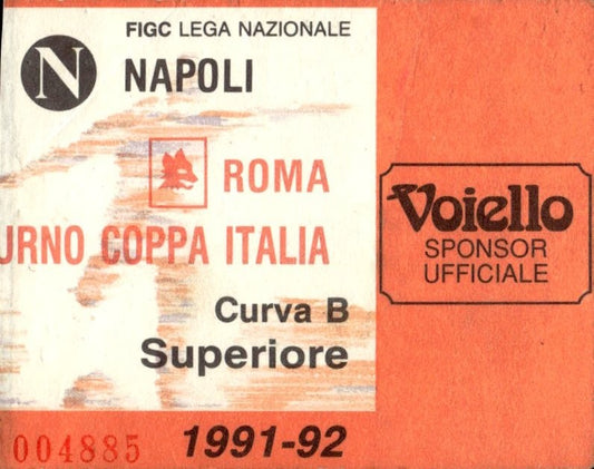 biglietto stadio NAPOLI ROMA COPPA ITALIA 1991-92
