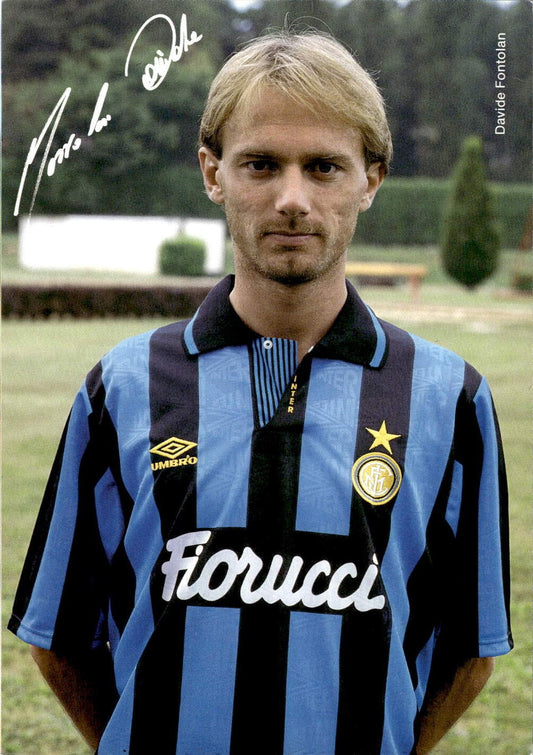 Cartolina Inter Davide Fontolan con autografo stampato