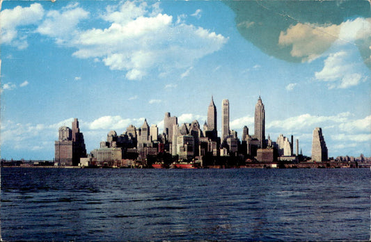 cartolina postcard The New York Skyline 1965 autografi Milan