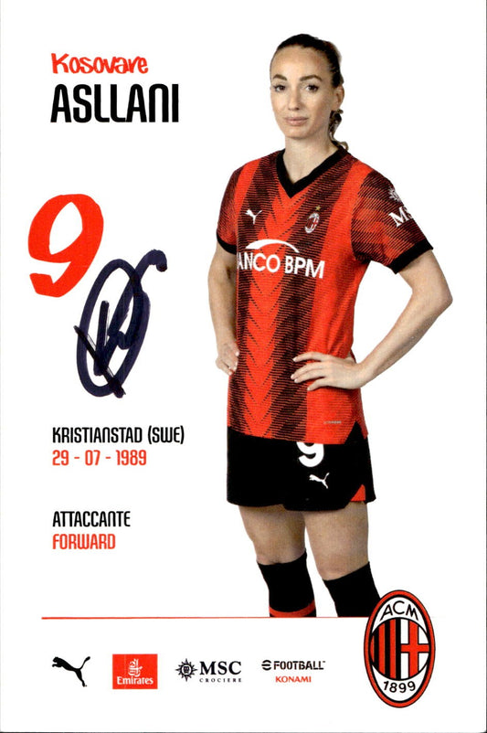 cartolina postcard Calcio Milan con Autografo Kosovare ASLLANI (4