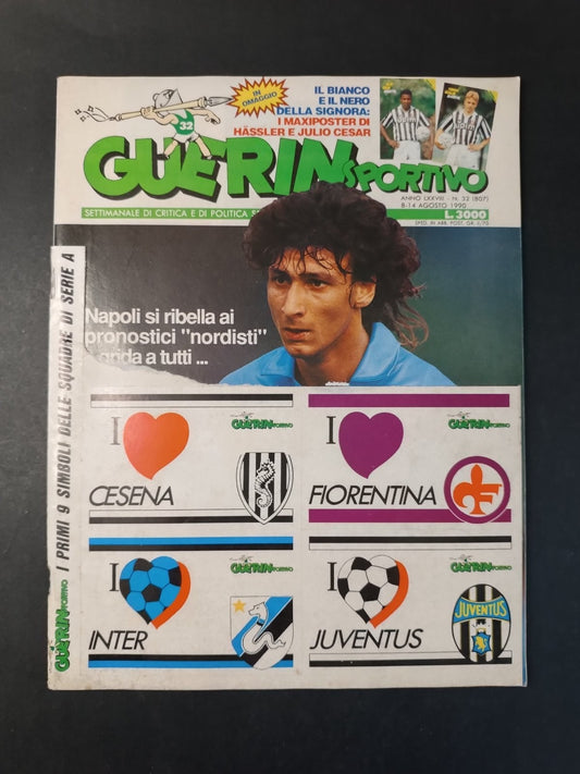 Rivista GUERIN SPORTIVO numero 32 anno 1990 Napoli (con poster e 7 figu)