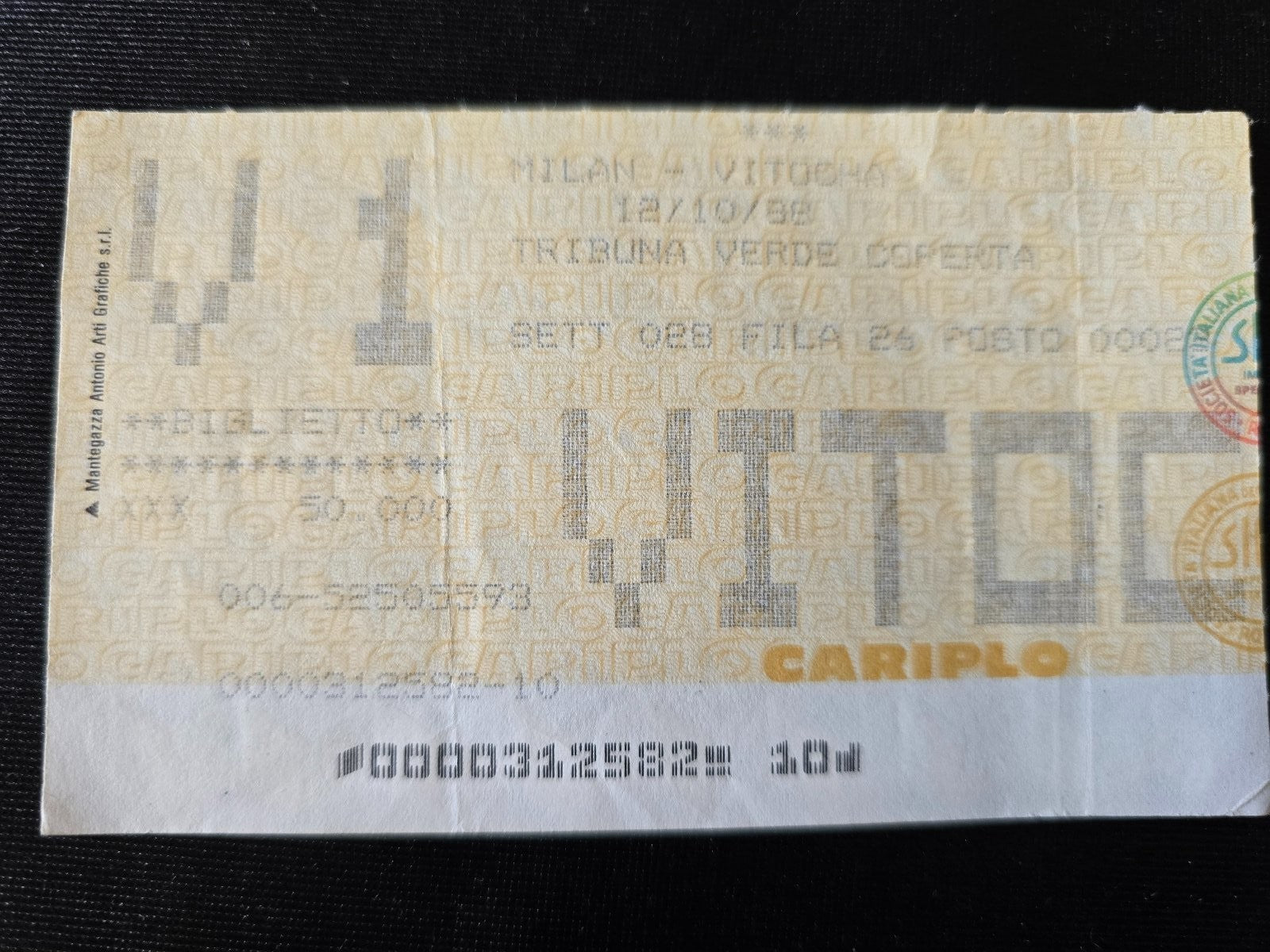 Biglietto Ticket Milan 5-2 VITOCHA SOFIA  1988/89   coppa campioni