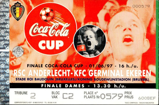 biglietto stadio Anderlecht vs KFC Germinal Ekeren 1997