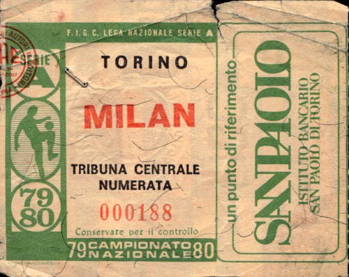 Biglietto stadio Torino-Milan Campionato Nazionale 79-80 n 000188