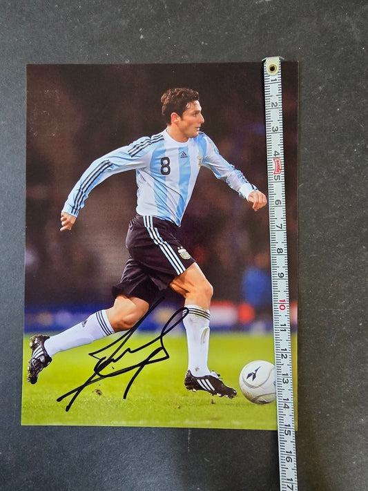 Autografo autograph originale su foto Javier ZANETTI PUPI argentina