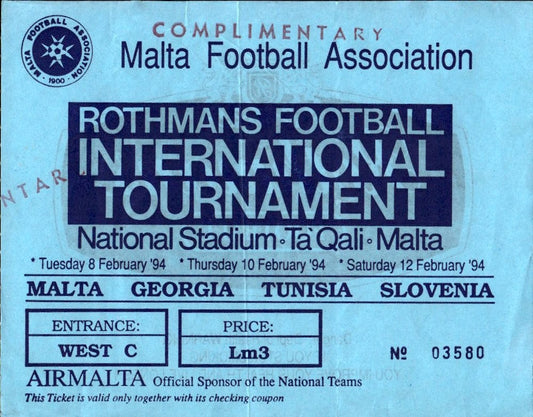 biglietto stadio Malta Football Association n 03580 1994