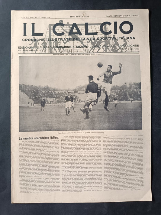 rivista Il Calcio anno 1924 7 giugno numero 41 Levratto Nazionale