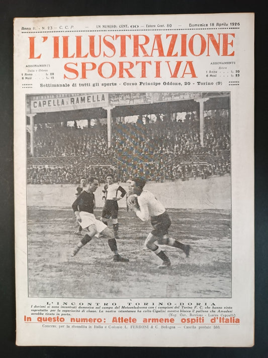 rivista L'ILLUSTRAZIONE SPORTIVA n 23 - anno 1926 - Torino-Doria Amadesi