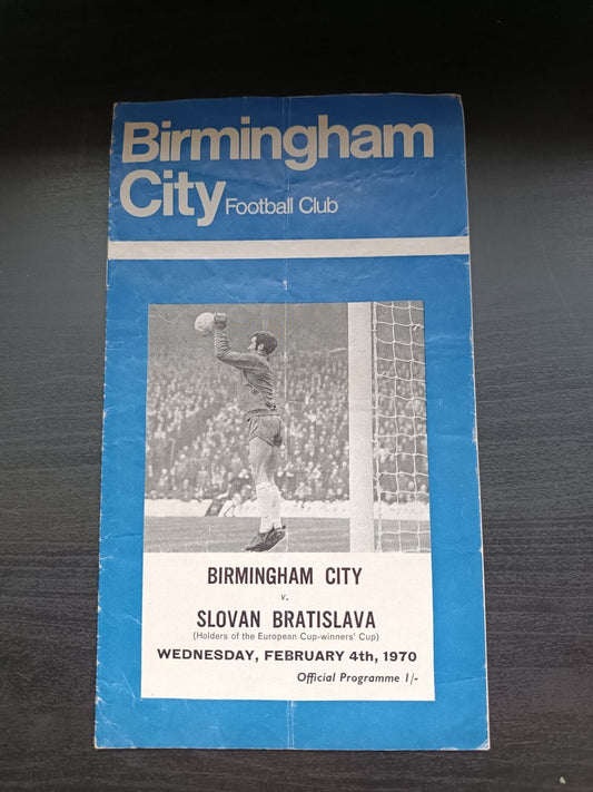 programma calcio Birmingham City V Slovan Bratislava 4th 1970