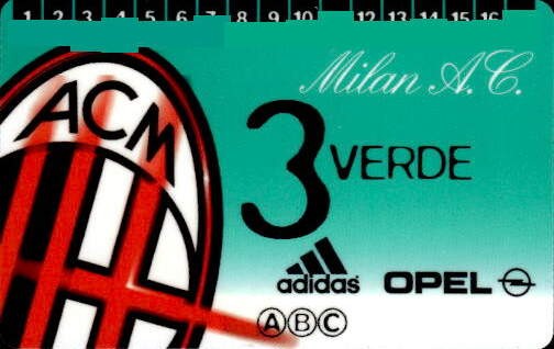 Biglietto stadio Milan A.C 3Verde