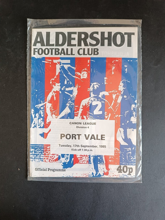 programma calcio Aldershot Fc vs Port Vale 1985