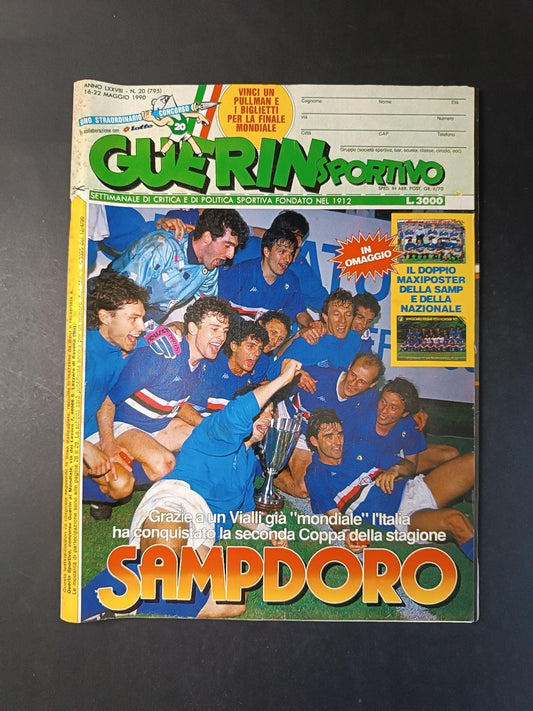Rivista GUERIN SPORTIVO numero 20 anno 1990  Nazionale (con poster)
