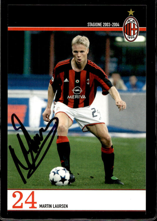 cartolina postcard Calcio Milan con Autografo 2003/04  - Laursen