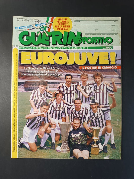 Rivista GUERIN SPORTIVO numero 21 anno 1990 Concorso Mondiale (con poster)