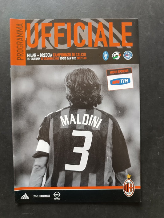 programma Ufficiale MILAN BRESCIA 22 dicembre 2002