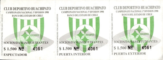 biglietto stadio CAMPEONATO NACIONAL 1 DIVISION 1998 DE CHILE