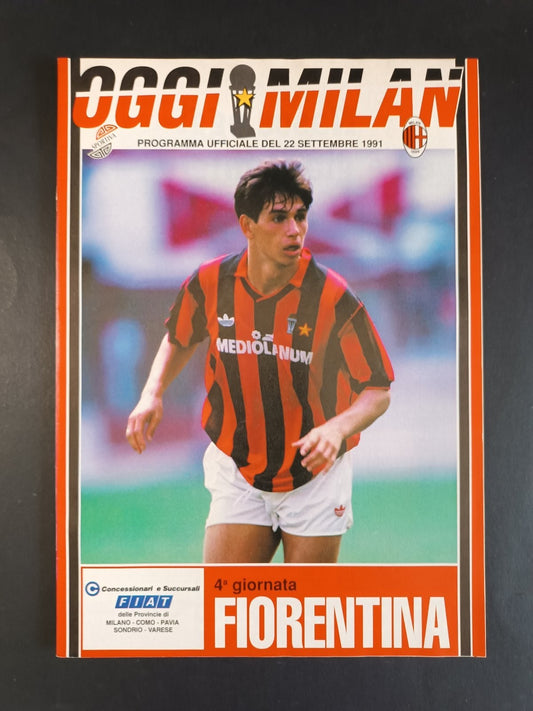 programma ufficiale OGGI MILAN  22 set 1991 Fiorentina 4� giornata Albertini