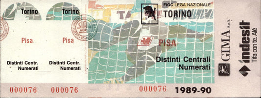 biglietto Ticket Stadio Torino Pisa 1989-90