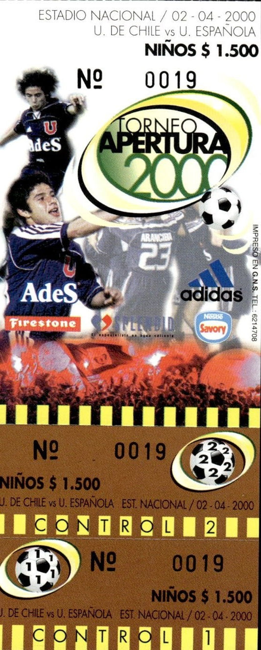 biglietto stadio CHILE VS ESPANOLA 2/04/2000