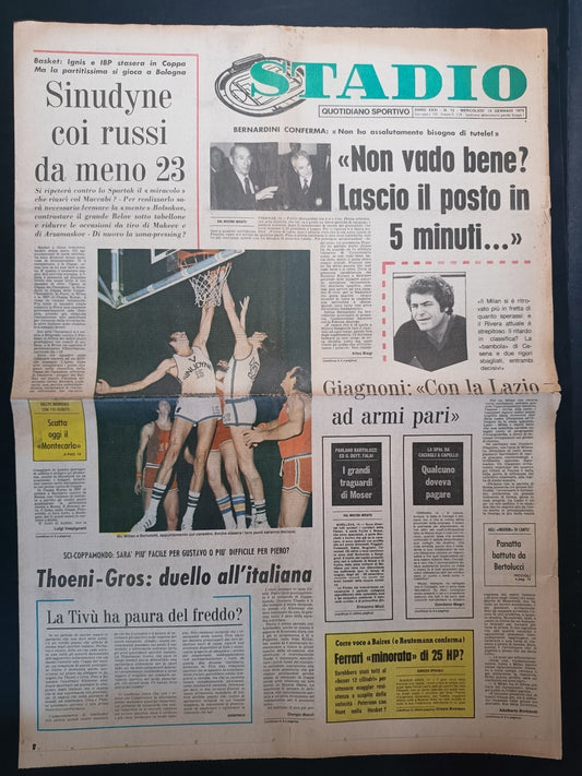 Quotidiano Sportivo STADIO numero 12 anno 1975 - Rivera