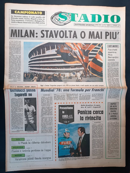 Quotidiano Sportivo STADIO numero 32 anno 1975 - Milan