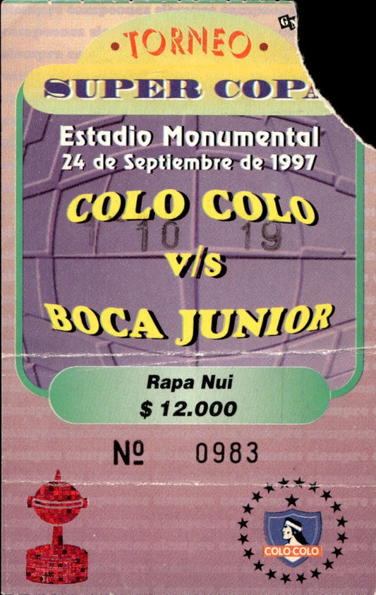 biglietto stadio COLO COLO V/S BOCA JUNIORS 24 SETTEMBRE 1997