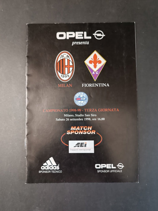 Programma MILAN-FIORENTINA 26 settembre 1998