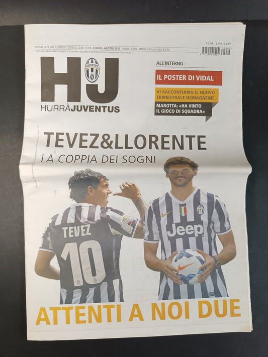 rivista ufficiale HURRA'JUVENTUS luglio/agosto 2013 n 7/8 con poster