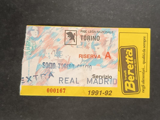 biglietto TORINO-REAL MADRID 1991-92 - 000167