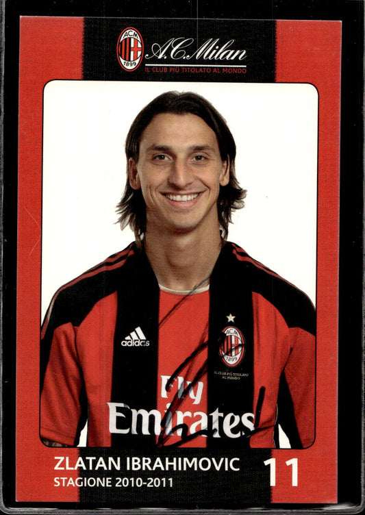cartolina postcard Calcio Milan con Autografo 2010/11 - Ibrahimovic