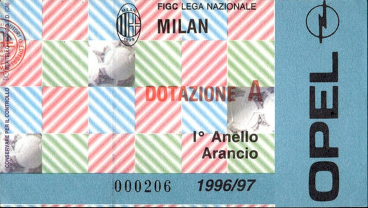 biglietto stadio MILAN DOTAZIONE A 1996/97