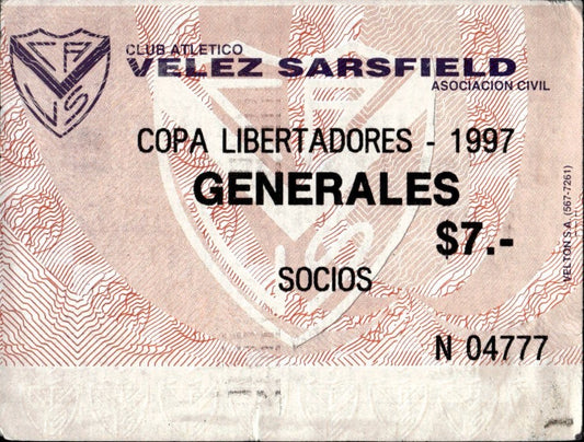 biglietto stadio CLUAB ATLETICO VELEZ SARSFIELD COPA LIBERTADORES