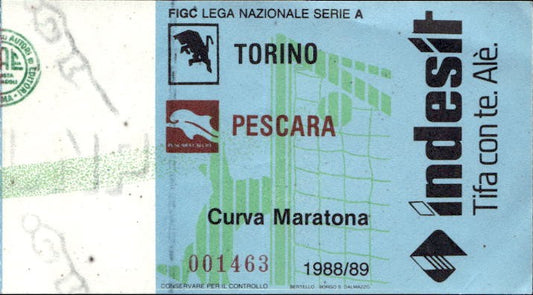 Biglietto stadio Torino-Pescara Lega Nazionale Serie A 1988-89