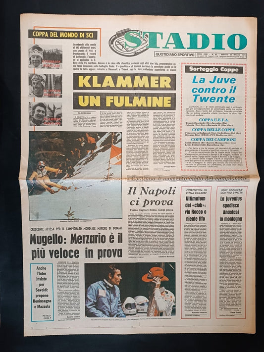 Quotidiano Sportivo STADIO numero 67 anno 1975 - Klammer