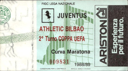 Biglietto stadio Juventus-Athletic Bilbao 1988-89 2� Turno Coppa Uefa n 009831