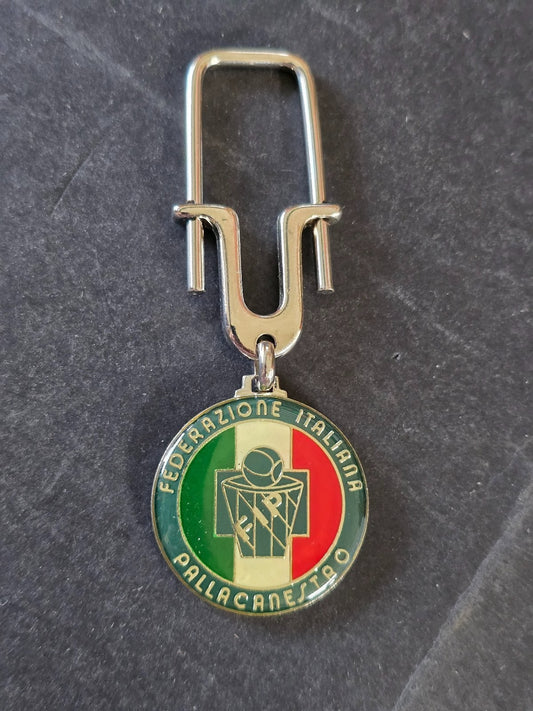 Portachiavi in metallo ufficiale FIP Federazione Italiana Pallacanestro anni 80
