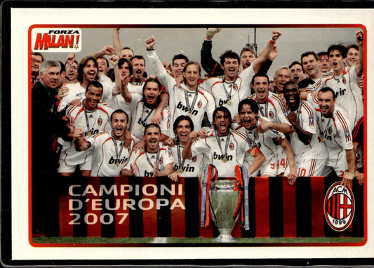 cartolina postcard Calcio Forza Milan 2007 Campioni d'Europa Maglia Rossonera