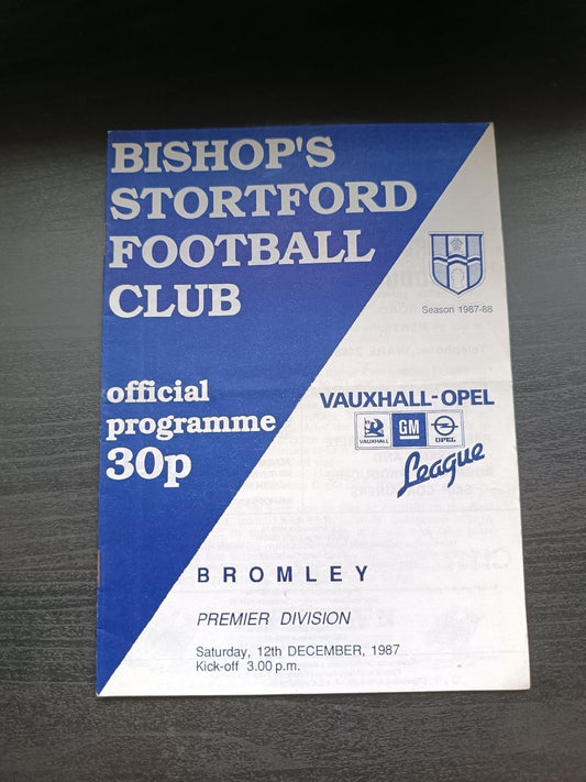 programma calcio Bishop's Stortford V Bromley 12th 1987